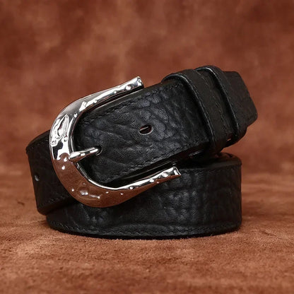 3.8cm Pure Cowskin Men Belt High Quality Genuine Leather Stainless Steel Buckle Strap Male Jeans Luxury Designer Belts for Man