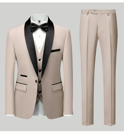 M-6XL Men's Casual Business Have Smoking Suit High End Brand Boutique Fashion Blazer Vest Pants Groom Wedding Dress Party Suit
