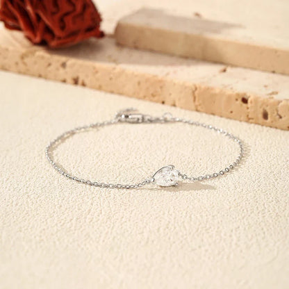 0.8CT D VVS1 Pear Cut Moissanite Bracelets for Women Simple Elegant Wedding Fine Jewerly Dainty Pure S925 Silver Chain