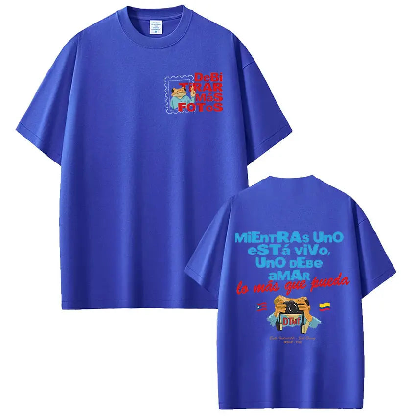 Rapper Bad Bunny T-shirt Debi Tirar Mas Fotos DTMF Tour T Shirts Men's Women Clothing Fashion Hip Hop Vintage T-shirt Streetwear