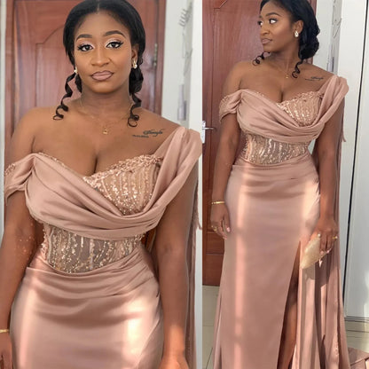 Customized Elegant Mermaid Evening dress Satin One-shoulder PROM Party Bridesmaid birthday Dress for Special occasions 2025