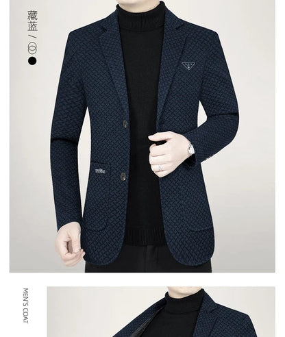 2026 Spring New Men's Blazer Business Casual Suit Jacket Middle Aged Male Fashion Office Wear Outerwear Top