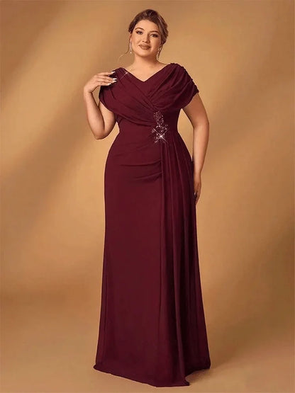 Plus Size Luxury Mom Wedding Reception Party Luxury Shiny Plus Size Chiffon Mother Navy Blue Evening Dress