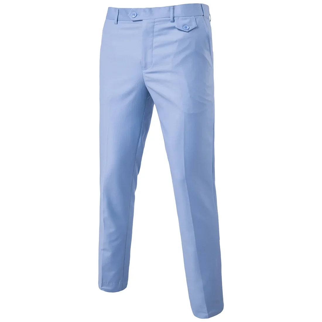 Mens Black Slim-Fit Suit Pants Business Casual Formal Trousers