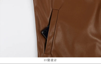 Spring Autumn Cool Luxury Short Black Soft Light Pu Leather Jacket Men Zipper Casual Mens Jackets and Coats Fashion