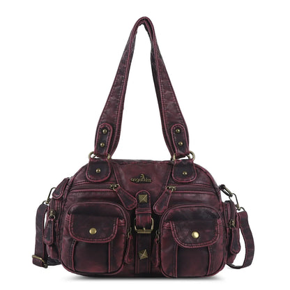 Vintage Bag Women Small Handbags Satchel Top-handle Handbag PU Shoulder Bag Fashion Dumpling Pack Multi-pockets Shoulder Bags