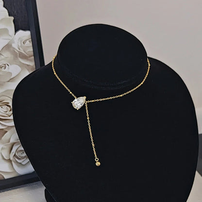 Certified 1/2/3Carat Waterdrop Moissanite Pendant Necklace For Woman S925 Silver Y-Style Pear Cut Solitaire Diamond Neckchain