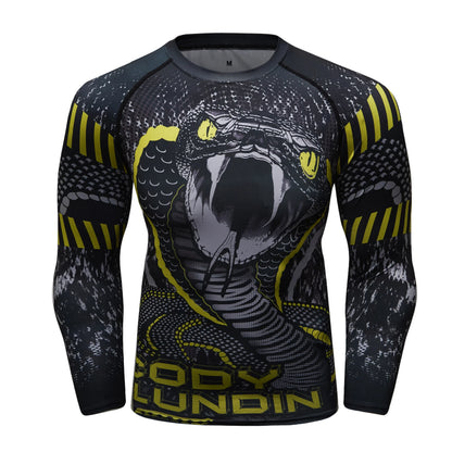 Cody Men Grappling Wear Jiu Jitsu Gi Rashguard BJJ Boxing T-shirts UPF 50+ Male Athletic Running Blouses Compression Gym Tees
