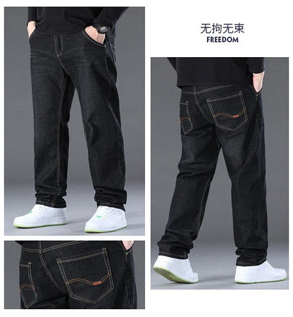 Men's Jeans Pants Big Size 50 High Stretch Denim Fabric Large Size Pants for 45-150kg Jeans Hombre Wide Leg Jeans Pantalon Homme