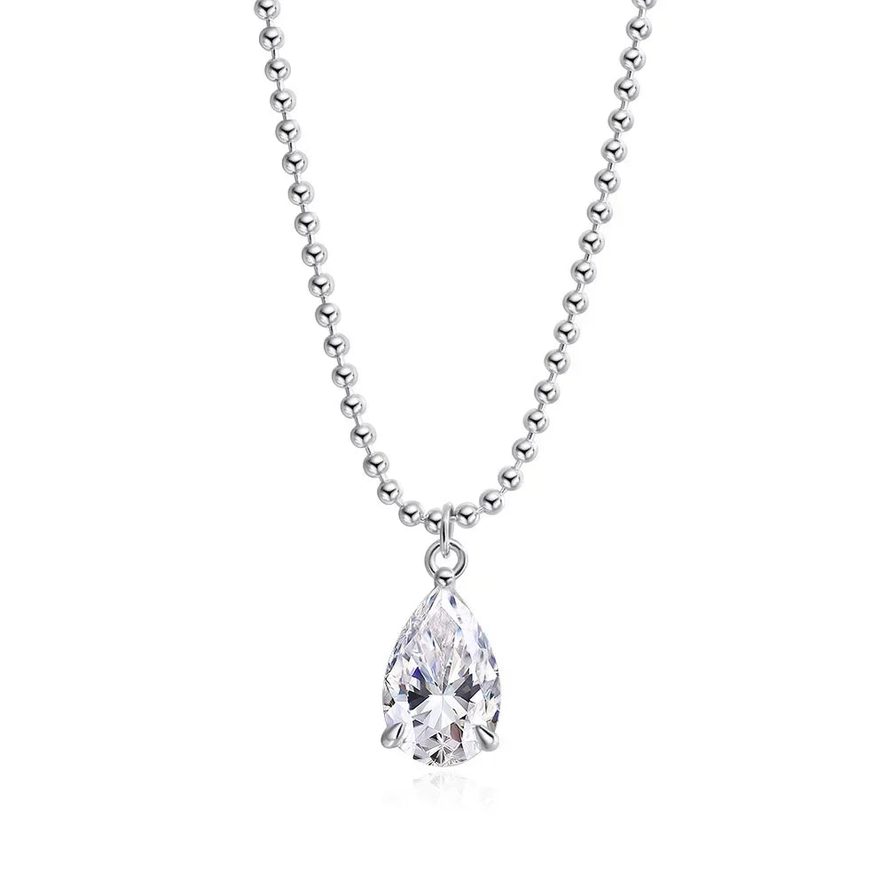 2CT 3CT 5CT 6CT Pear Cut Moissanite Necklace for Women Classic Pendant Sterling Silver 925 Plated 18K Jewelry Wholesale