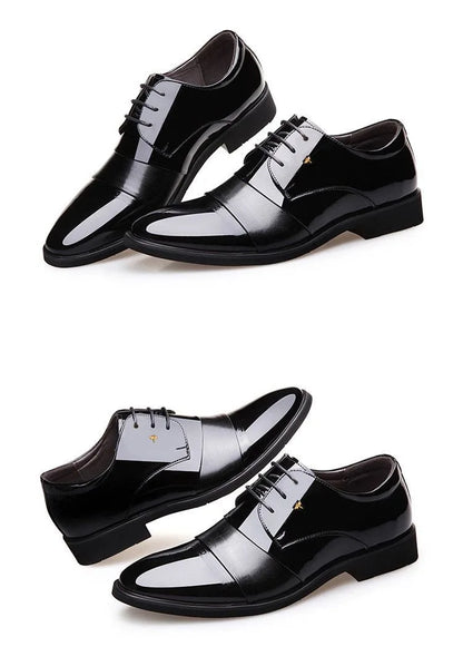 New Men Round Toe Leather Shoes Business Casual Office Summer Flat Big Size Elevator Shoes Wedding Formal Loafers