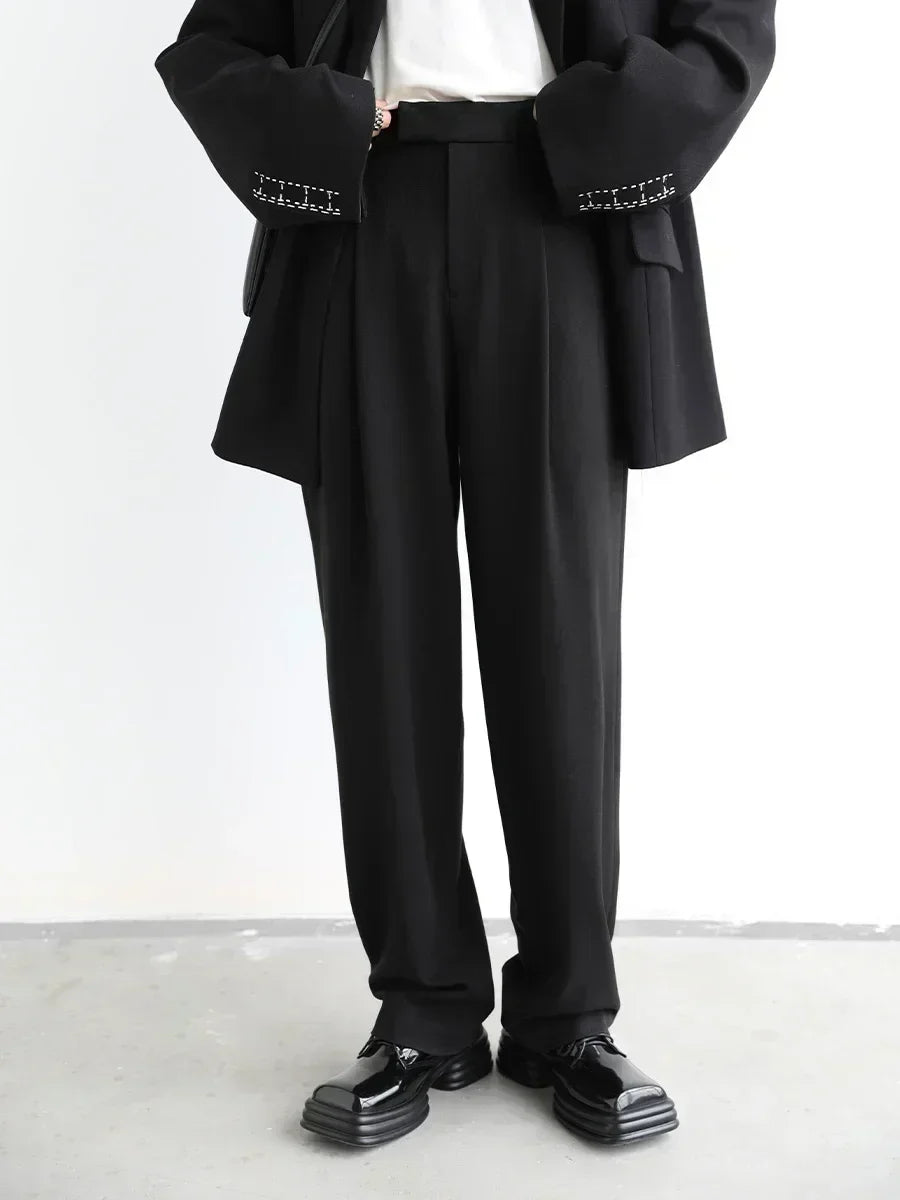 Simple Casual Women Twill Suit Pants Wide Leg Pants Straight Floor Pants Office Ladies Female Trousers