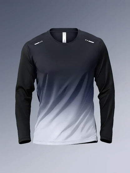 Men's Compression T-shirt, Long Sleeve Crew Neck Sweat-absorbing Quick-drying T-shirts For Men's Fitness Training