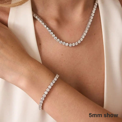 GRA Certified Moissanite Tennis Necklace 2/3/4/5/6.5mm Solid 925 Sterling Silver Diamond Tennis Necklaces for Women Man