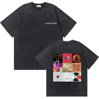 Washed Vintage Rapper Kanye West Graphic T-shirts THE LIFE OF PABLO Cover Print Tshirt Men Hip Hop Fashion Oversized T Shirts