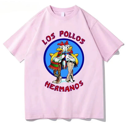 Men's Los Pollos Hermanos T-shirt 100% Cotton Breaking Bad LOS POLLOS Chicken Brothers Printed Yellow Funny Tshirt Male Shirts