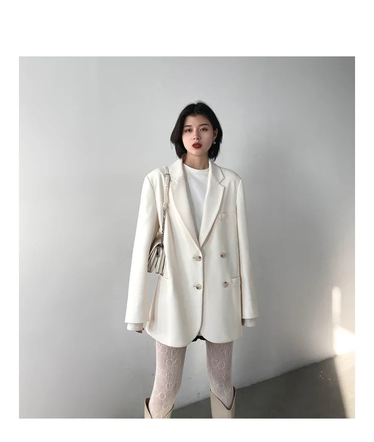 Women's Blazer Korean Casual Solid Long Sleeve Coats All-match Office Lady Elegant Fashion Clothing Spring Autumn 2026