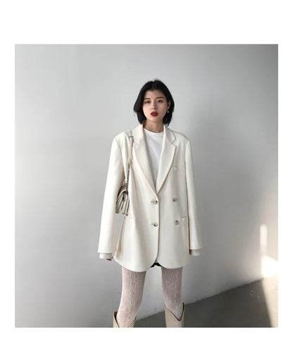 Women's Blazer Korean Casual Solid Long Sleeve Coats All-match Office Lady Elegant Fashion Clothing Spring Autumn 2026