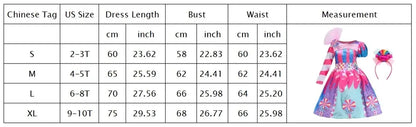 Purim Girls Rainbow Vestidos Candy Fairy Lollipop Cosplay Costume Toddler Girls Birthday Party Carnival Long Short Sleeves Dress