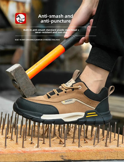New Fashion 2025 Genuine Leather Insulation 10KV Work Safety Shoes Indestructible Multifunctional Sneakers Waterproof Male Boots