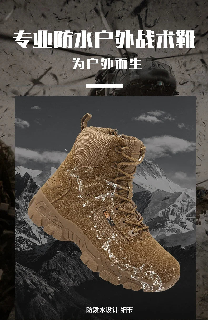 New Men Tactical Boots Ankle Waterproof Desert Hunting Hiking Shoe Unisex Lace Up Male Army Boot Brand Motorcycle Climbing Shoes