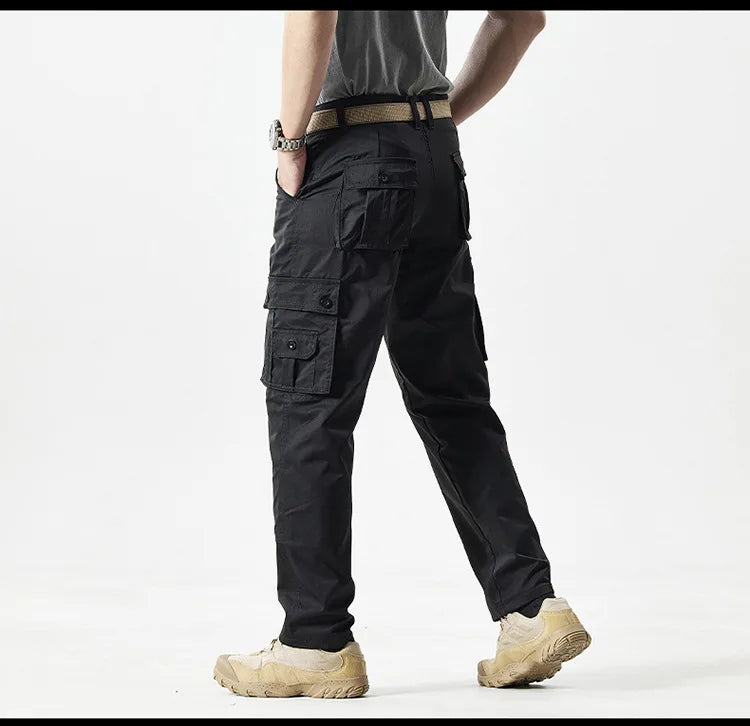 Autumn Work Pants Men Multi-pockets Cargo Trousers Casual Wear-resistant Workwear Spring Straight Pant Outdoor Hiking Trousers