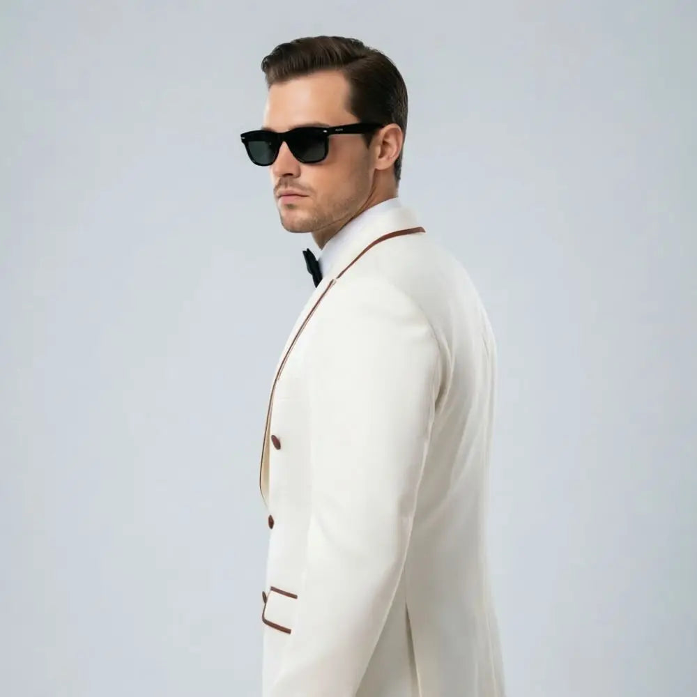 Double Breasted Suits for Men 2 Pieces Slim Fit Wedding Tuxedo Peak Lapel Formal Groom Prom Party Evening Wear (Jacket + Pants)