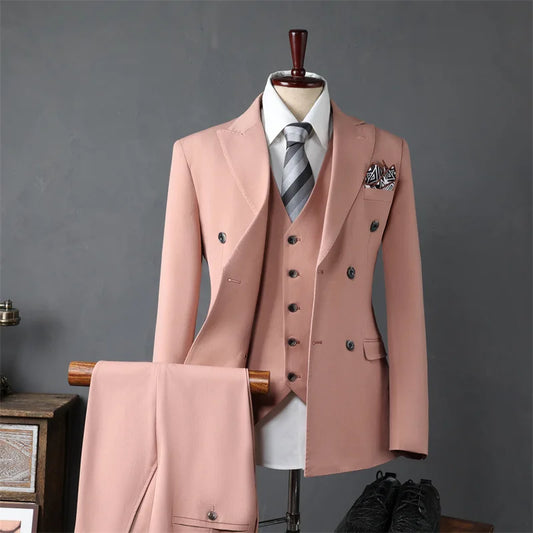 Evening Dinner Formal Slim Fit Suit Sets For Men Wedding Party Classic Tuxedos Fashion Banquet Male High-end Outfits 3 Pieces