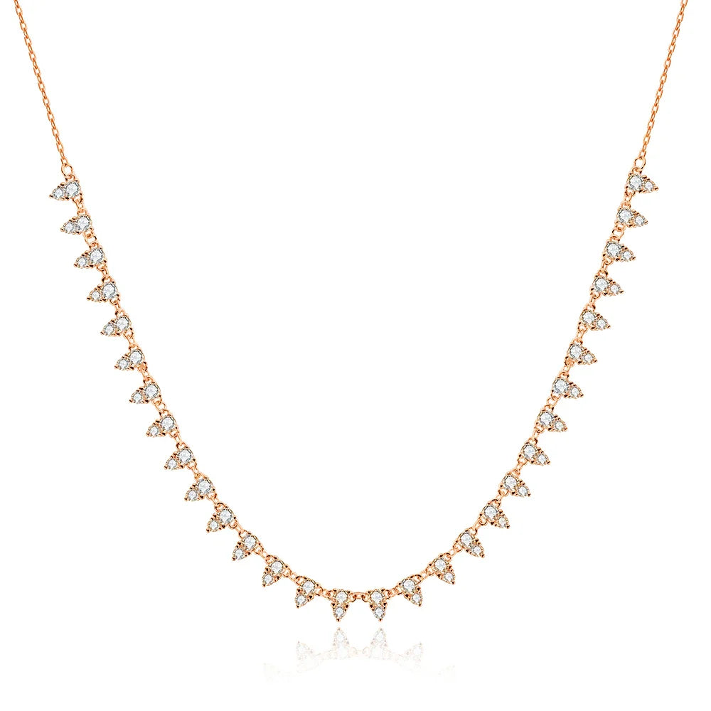 2mm/3mm D Color Moissanite Tennis Necklace s925 Sterling Silver 18inch Chain, Wedding Necklaces for Women Fine Jewelry