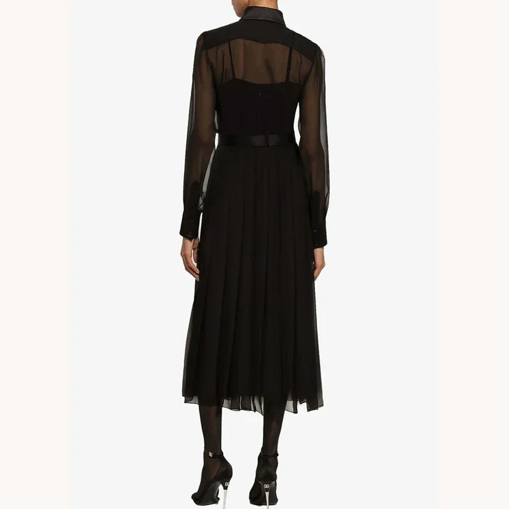 Customized Sexy Elegant Chiffon Midi Shirt Dress A-Line Evening Dresses Formal Exquisite High Quality Prom Party Gowns for Women