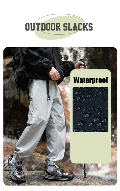 Men Waterproof Pant Autumn With Belt Hiking Trousers Breathable Mountaineering Pant Multi-pocket Camping Fishing Sport Trousers