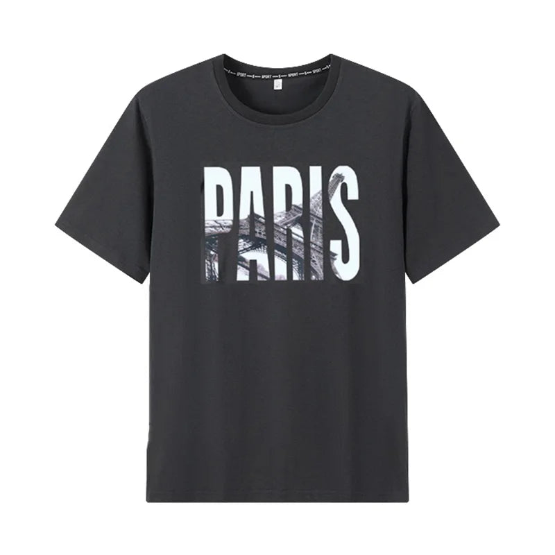 Popular T-shirt for Men Printed Tees Plus Size 110-175kg 6XL/7XL Fashion Summer Cotton Round Neck Short Sleeve Oversized Tops