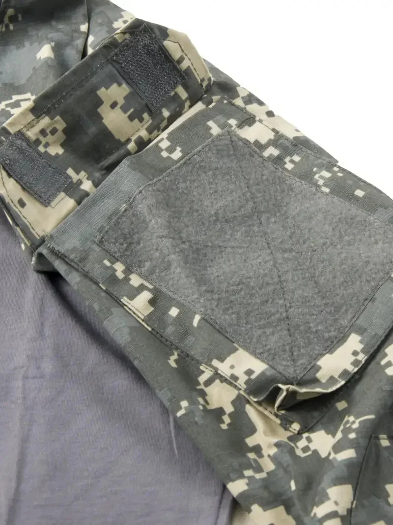 Men's Long Sleeve Combat Shirt Zipper Ripstop Cotton Tactical Shirts Navy Blue Camoufalge Airsoft T Shirts