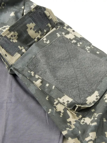 Men's Long Sleeve Combat Shirt Zipper Ripstop Cotton Tactical Shirts Navy Blue Camoufalge Airsoft T Shirts