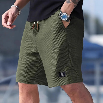 Men's Waffle Texture Shorts Summer Casual Sports Plus Size Loose Fit Knee-Length Shorts Male Oversized Streetwear Beach Pants