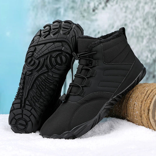 Snow Boots Men Winter Shoes Barefoot Ankle Boots 36-46 Couple Snow Shoes Outdoor Hiking Shoes Fur Warm Plush Boots
