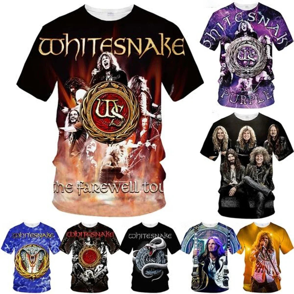 Hot Sale Whitesnake Men's/women's Fashion Slim T-shirt 3D Print T-shirt Casual Top Kids Clothing Plus Size 100-6XL Oversize