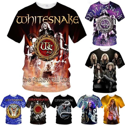 Hot Sale Whitesnake Men's/women's Fashion Slim T-shirt 3D Print T-shirt Casual Top Kids Clothing Plus Size 100-6XL Oversize