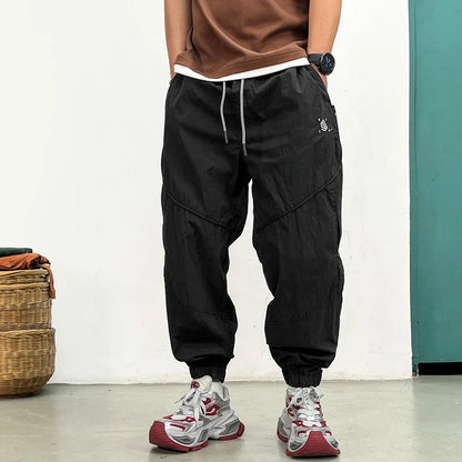 Korean Jogger Pants Men Summer Lightweight Loose Fit Breathable Quick Dry Tapered Casual Athletic Fashion Workout Sweatpants