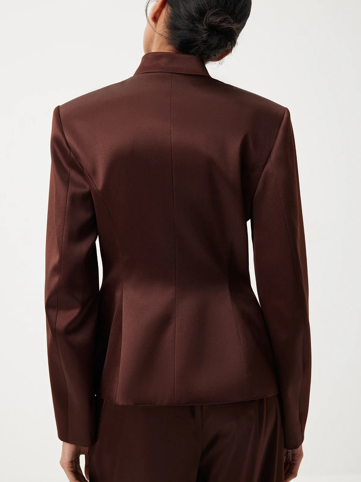 Women's Spring Summer Satin Mandarin Collar Knot Button Blazer Chic Formal Casual Wear 2026 Trendy Feminine Fashion Coat