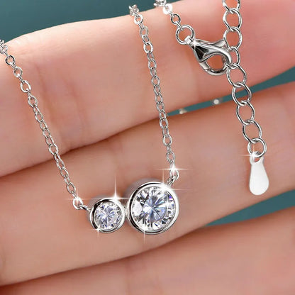 GRA Certified D VVS1 1.0CT Moissanite Diamond Round Pendant Necklace for Women Chain Fine Neck Jewelry Gifts Collares