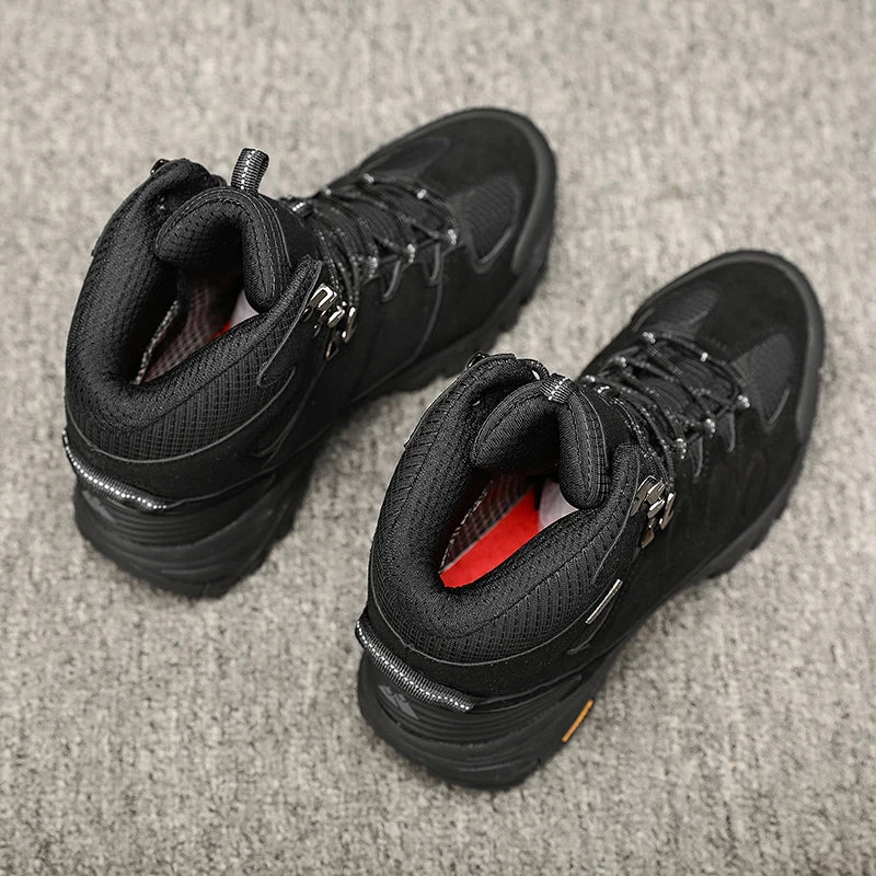 High-Top Men Hiking Boot Winter Outdoor Shoes Lace-Up Non-slip Outdoor Sports Casual Trekking Boots Man Waterproof Suede
