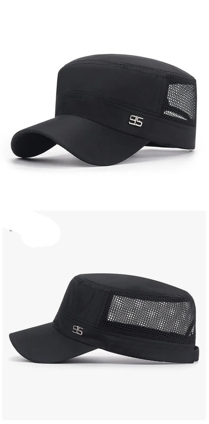 military cap flat top hat men's baseball hat spring summer men's outdoor sunshade mesh hat