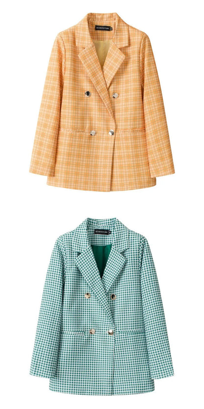Casual Plaid Women's Suit Jacket Spring Autumn New Style Large Size Street Style Top Quality Polyester Commute Style Fashionable