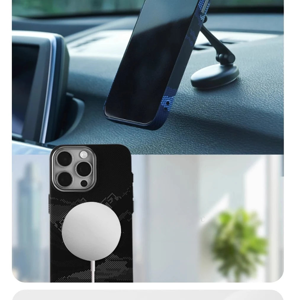 Abstract Landscape Relief for MagSafe Phone Case for iPhone 16 15 14 Pro Max 17 Wireless Charge Alloy Lens Shield Hard PC Cover