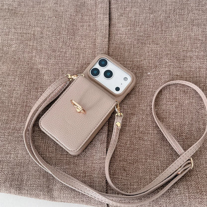 Crossbody Lanyard with Ring Card Holder Make up Mirror Wallet Phone Case for IPhone 17 Air 16E 15 14 Plus 13 12 11 Pro Max Cover