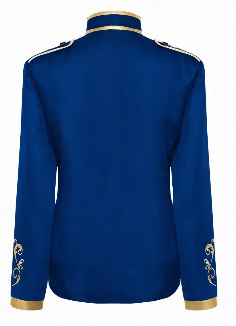 British Style Men Embroidered Flower Suit White / Blue / Red Male Wedding Dance Party Coat Singer Stage Performance Dress Blazer
