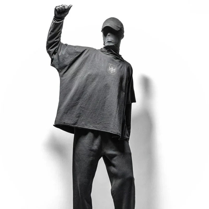 Double Eagle Head Print Vulture Sweatshirts Cotton Cutting Top Casual Loose Long Sleeve Hiphop Street Men Women Kanye Tshirts