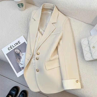 2026 New Temperament Commuting Suit Jacket Spring Autumn Women Blazers Notched Lapel Lined Design Sense Lady Suit Coats Trend