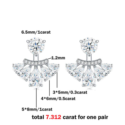 Waterdrop Full Moissanite Stud Earrings for Women S925 Silver Detachable 7.32cttw Round/Pear Cut Diamond Drop EarringCertified